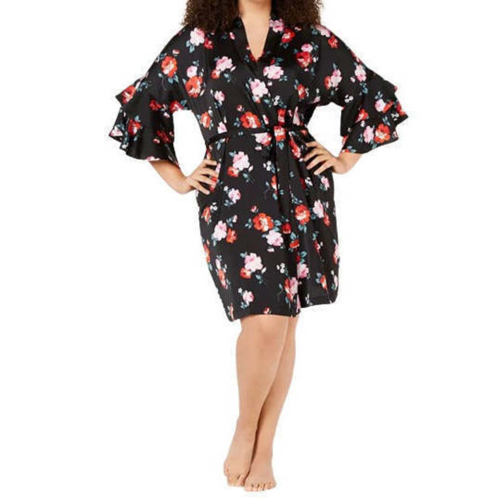 INC International Concepts Womens Plus Size Satin Sleeve Wrap Robe Without Belt